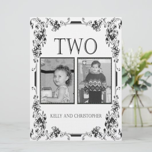 White en Black Photo Table Number 2 Kaart (Staand voorkant)