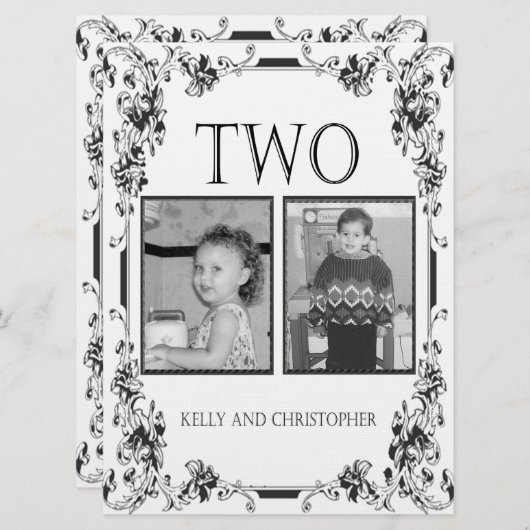 White en Black Photo Table Number 2 Kaart (Voorkant / Achterkant)