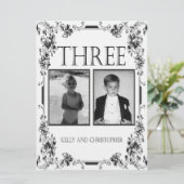  White en Black Photo Table Number 3 Kaart (Staand voorkant)