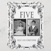  White en Black Photo Table Number 5 Kaart (Voorkant / Achterkant)