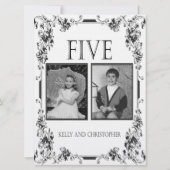  White en Black Photo Table Number 5 Kaart (Achterkant)