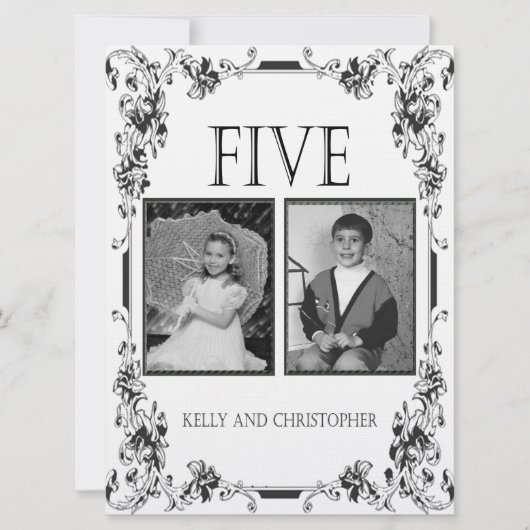  White en Black Photo Table Number 5 Kaart (Voorkant)
