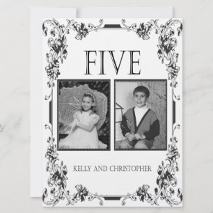 White en Black Photo Table Number 5 Kaart