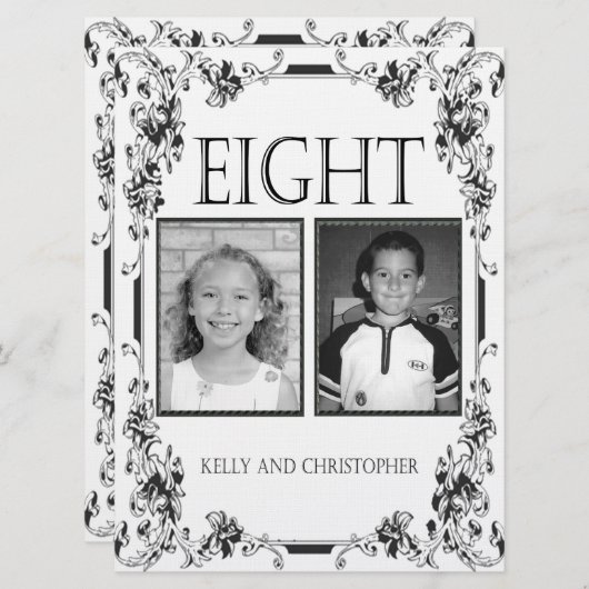  White en Black Photo Table Number 8 Kaart (Voorkant / Achterkant)