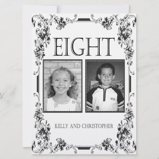  White en Black Photo Table Number 8 Kaart (Achterkant)