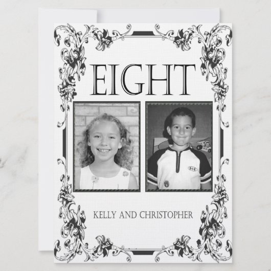  White en Black Photo Table Number 8 Kaart (Voorkant)