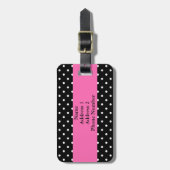 White en Black Polka Dot Pattern Bagagelabel (Voorkant verticaal)