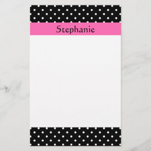White en Black Polka Dot Pattern Briefpapier