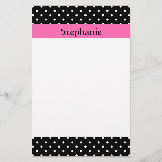 White en Black Polka Dot Pattern Briefpapier (Voorkant)