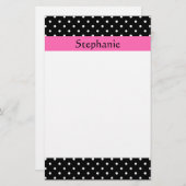 White en Black Polka Dot Pattern Briefpapier (Voorkant / Achterkant)