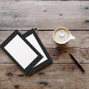White en Black Polka Dot Pattern Briefpapier