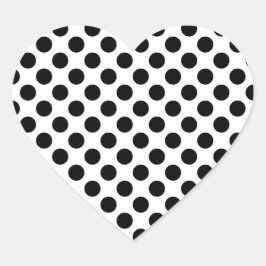 White en Black Polka Dot Pattern Hart Sticker