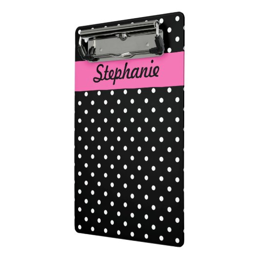 White en Black Polka Dot Pattern Mini Klembord (Angled2)