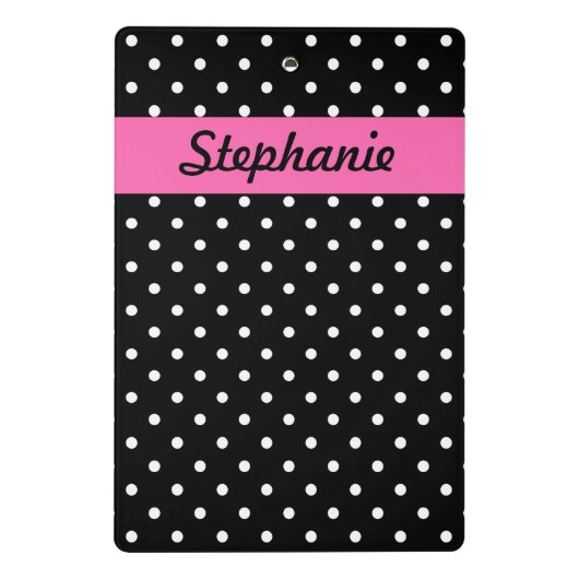White en Black Polka Dot Pattern Mini Klembord (Achterkant)
