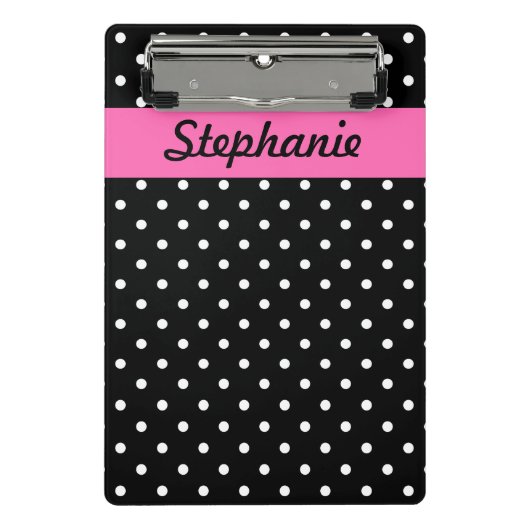 White en Black Polka Dot Pattern Mini Klembord (Voorkant)