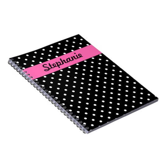White en Black Polka Dot Pattern Notitieboek (Rechterzijde)
