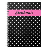 White en Black Polka Dot Pattern Notitieboek (Voorkant)