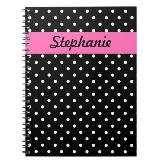 White en Black Polka Dot Pattern Notitieboek (Voorkant)