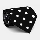 White en Black Polka Dot Pattern Stropdas (Opgerold)