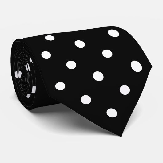 White en Black Polka Dot Pattern Stropdas (Opgerold)