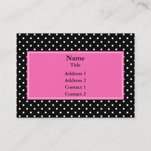 White en Black Polka Dot Pattern Visitekaartje (Voorkant)