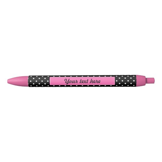 White en Black Polka Dot Pattern Zwarte Inkt Pen (Voorkant)