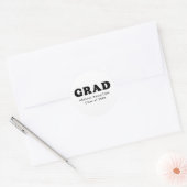 White en Black Retro Typography Afstuderen Ronde Sticker (Envelop)