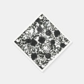 White en Black Roos Gothic Wedding Napkins Servet (Hoek)