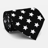 White en Black Star Pattern Stropdas (Opgerold)