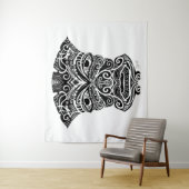 White en Black Tiki Mask Wandkleed (In situ)