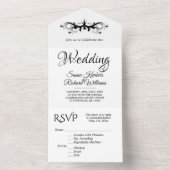 White en Black Tri Fold w Rsvp Wedding All In One Uitnodiging (Binnen)