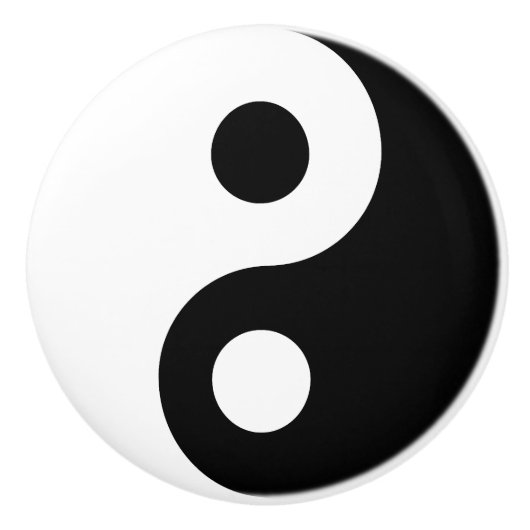 White en Black Yin en Yang Symbol Keramische Knop (Voorkant)