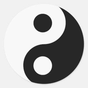 White en Black Yin en Yang Symbol Ronde Sticker