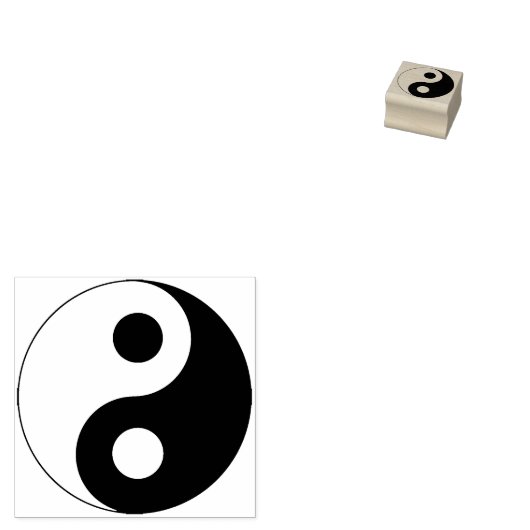 White en Black Yin en Yang Symbol Rubberstempel (Gestempeld)