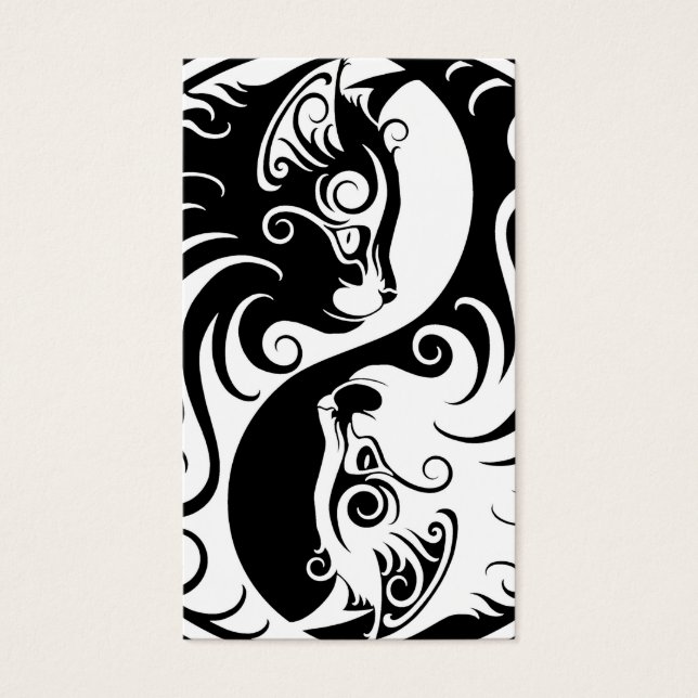 White en Black Yin Yang Cats Visitekaartjes (Voorkant)