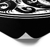 White en Black Yin Yang Chinese Dragons Poster (Hoek)