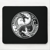 White en Black Yin Yang Dragons Muismat (Voorkant)
