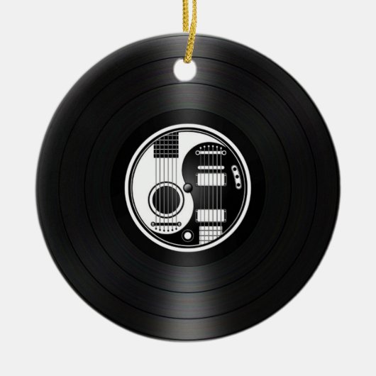 White en Black Yin Yang Guitars Vinyl Graphic Keramisch Ornament (Voorkant)