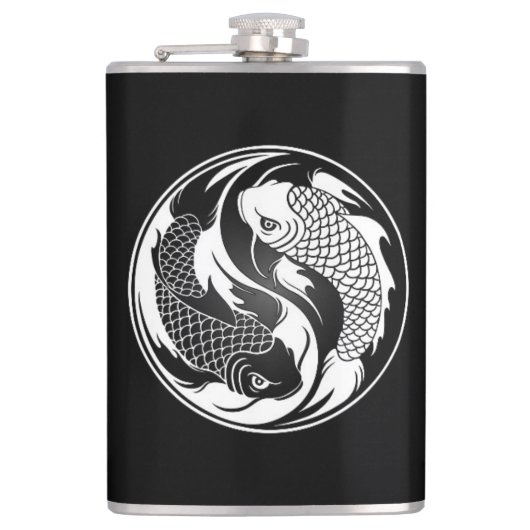White en Black Yin Yang Koi Fish Heupfles (Voorkant)