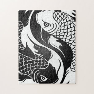 White en Black Yin Yang Koi Fish Legpuzzel