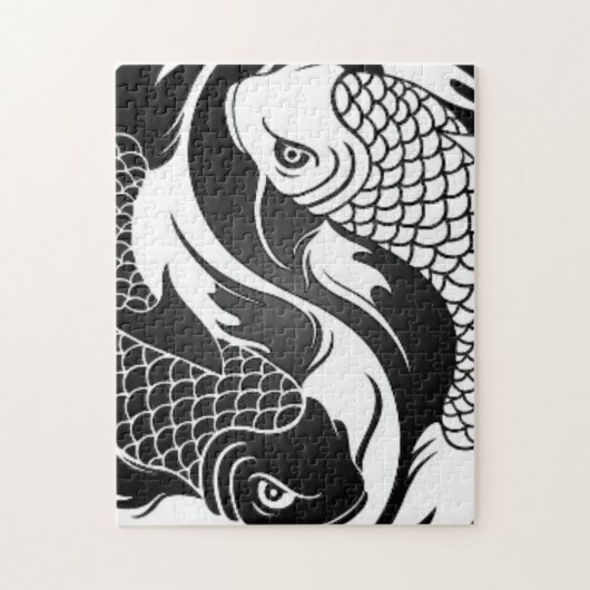 White en Black Yin Yang Koi Fish Legpuzzel (Verticaal)