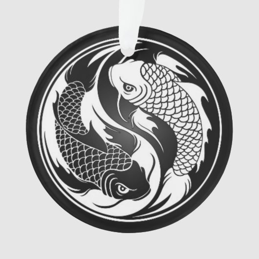 White en Black Yin Yang Koi Fish Ornament (voorkant)