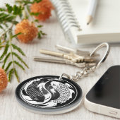 White en Black Yin Yang Koi Fish Sleutelhanger (Voorkant Rechts)