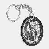 White en Black Yin Yang Koi Fish Sleutelhanger (Voorkant Links)