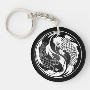 White en Black Yin Yang Koi Fish Sleutelhanger