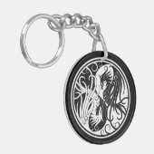 White en Black Yin Yang Phoenix Sleutelhanger (Voorkant Links)