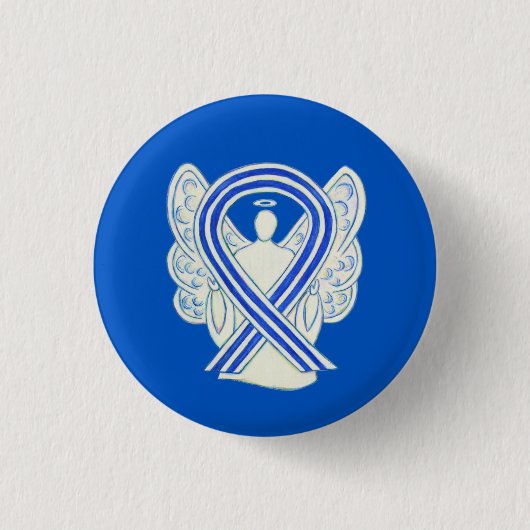 White en Blue ALS Awareness Ribbon Angel Buttonnen Ronde Button 3,2 Cm (Voorkant)