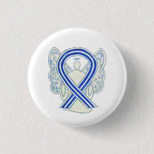 White en Blue ALS Awareness Ribbon Angel Buttonnen Ronde Button 3,2 Cm
