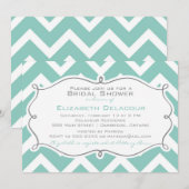 White en Blue Chevron Bridal Shower Kaart (Voorkant / Achterkant)