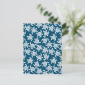 White en Blue Coastal Style Turtle Pattern Briefkaart (Staand voorkant)